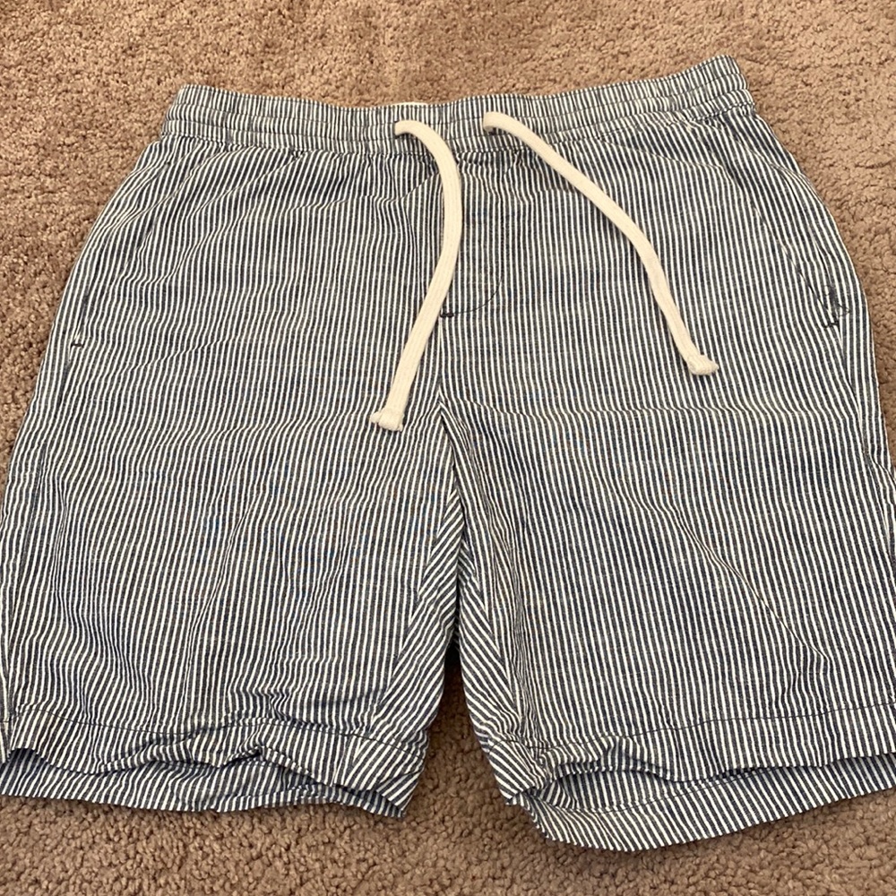 Banana Republic Light Blue and White Striped Shorts